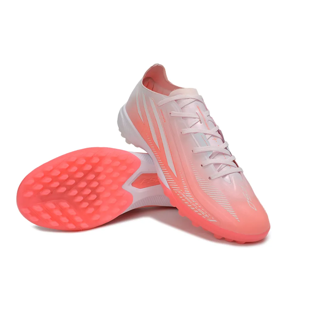 Chuteira Society Adidas F50 Hyperfast TF Rosa e Branco
