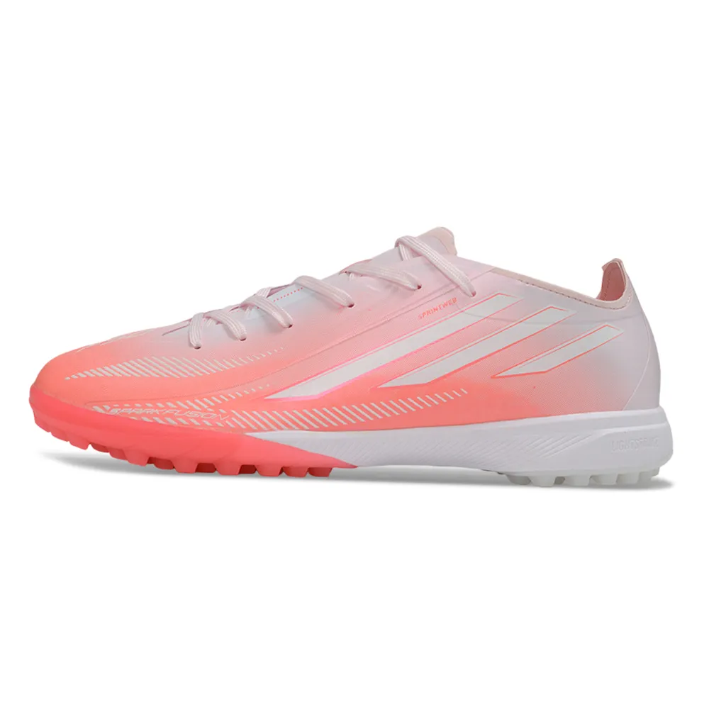 Chuteira Society Adidas F50 Hyperfast TF Rosa e Branco