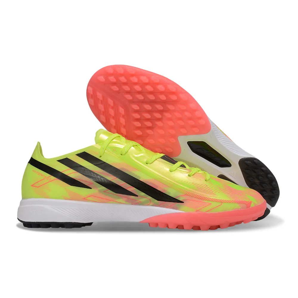 Chuteira Society Adidas F50 Hyperfast TF Verde, Rosa e Preto