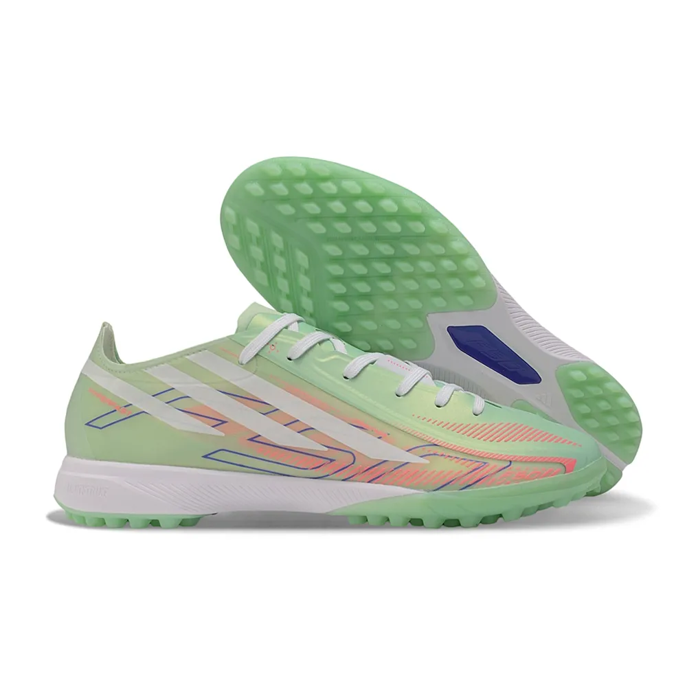 Chuteira Society Adidas F50 Hyperfast TF Verde e Branco