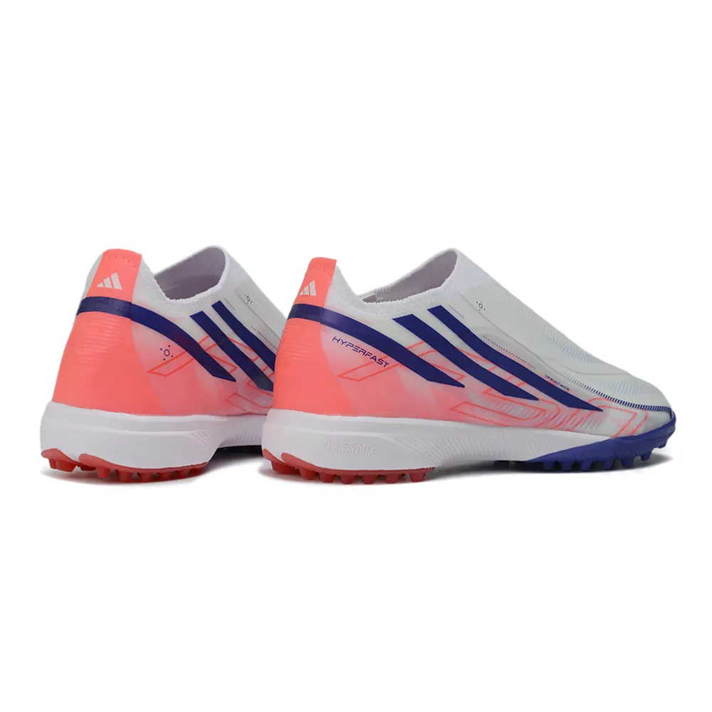 Chuteira Society Adidas F50 LL Hyperfast TF Branco, Rosa e Azul