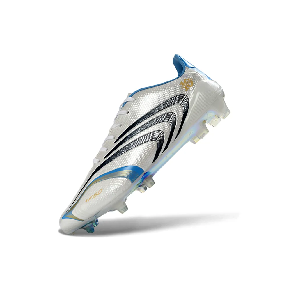 Chuteira Campo Adidas F50 Spider FG Branco, Azul e Preto - Messi