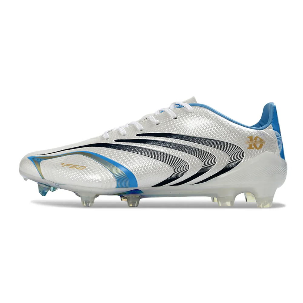 Chuteira Campo Adidas F50 Spider FG Branco, Azul e Preto - Messi