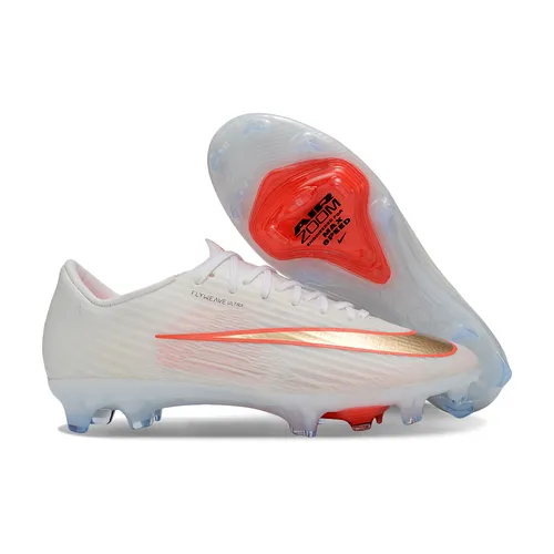 Chuteira Campo Nike Air Zoom Mercurial Superfly 11 Elite FG Branco, Laranja e Dourado