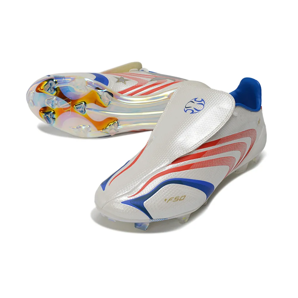 Chuteira Campo Adidas F50 Spider FG Branco, Azul, Vermelho e Dourado
