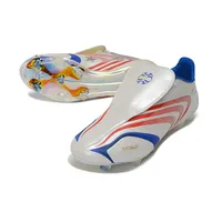Chuteira Campo Adidas F50 Spider FG Branco, Azul, Vermelho e Dourado - imagem 4