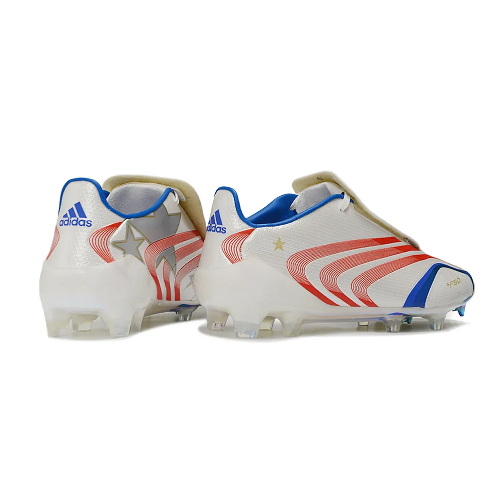 Chuteira Campo Adidas F50 Spider FG Branco, Azul, Vermelho e Dourado