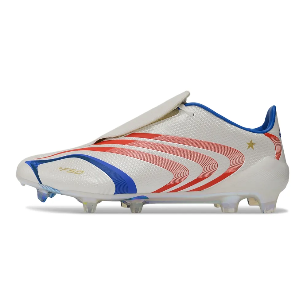 Chuteira Campo Adidas F50 Spider FG Branco, Azul, Vermelho e Dourado