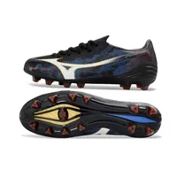 Chuteira Campo Mizuno Alpha III FG Preto, Azul e Laranja - imagem 2