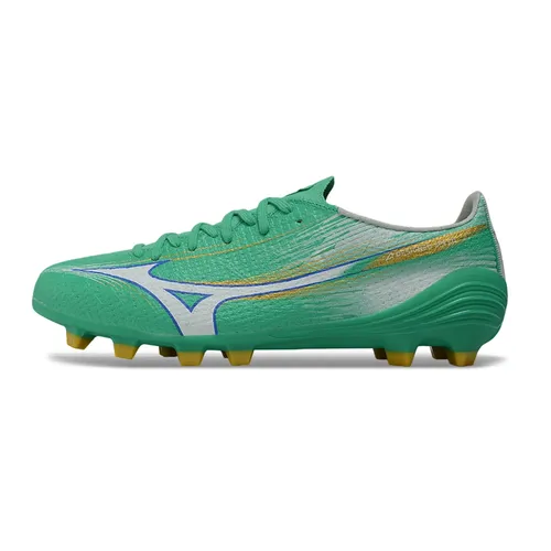 Chuteira Campo Mizuno Alpha III FG Verde e Dourado