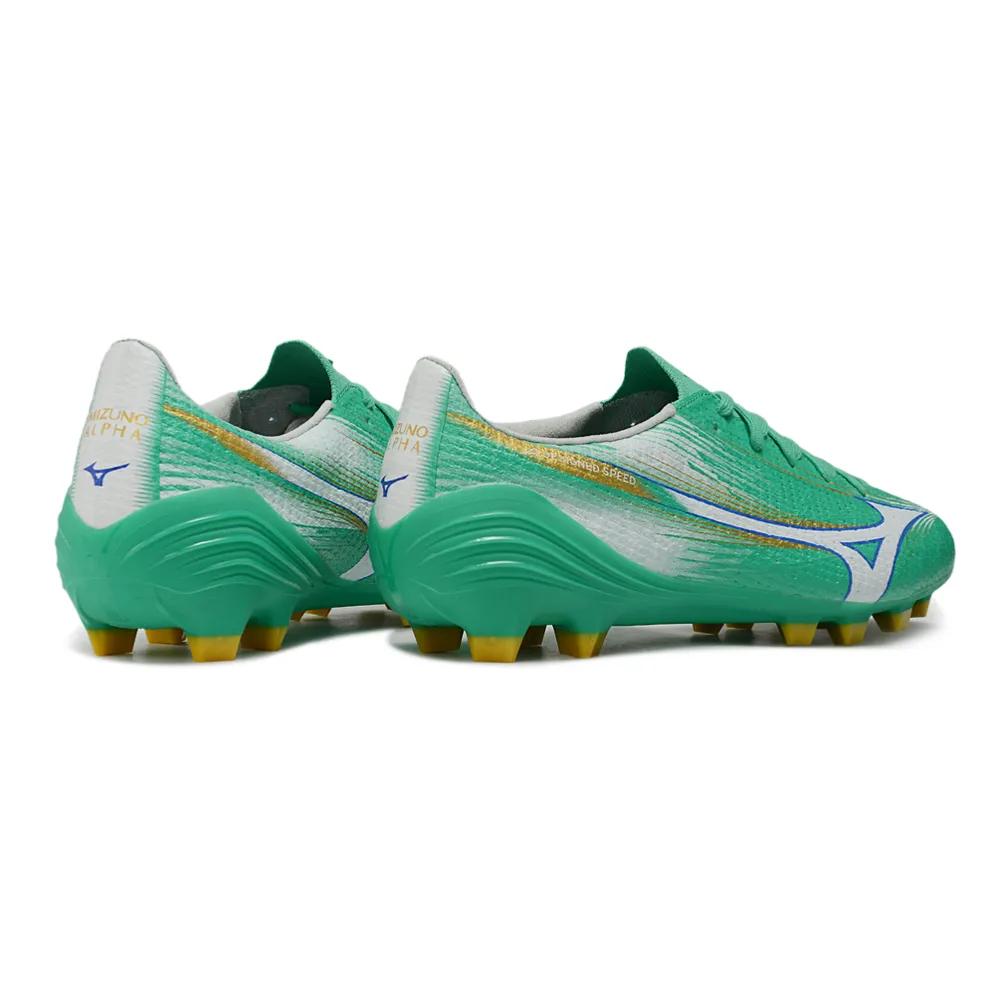 Chuteira Campo Mizuno Alpha III FG Verde e Dourado