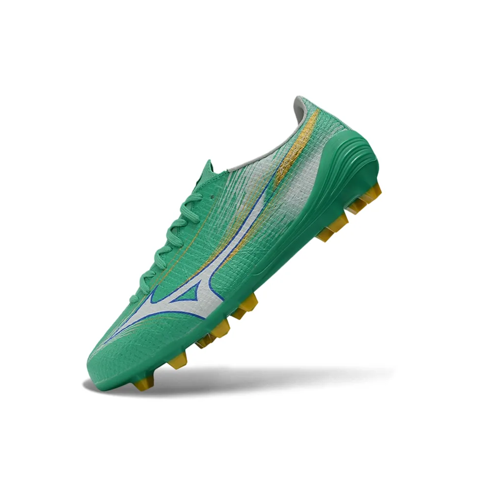 Chuteira Campo Mizuno Alpha III FG Verde e Dourado