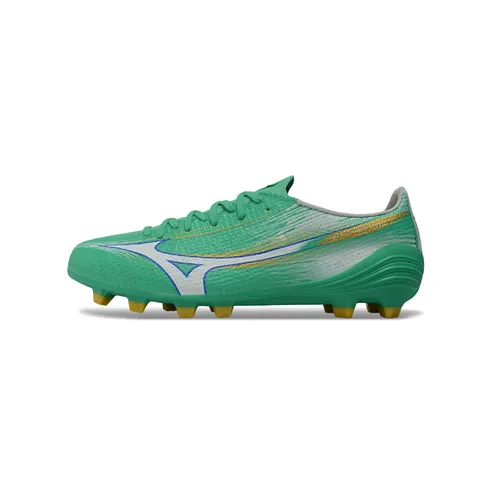 Chuteira Campo Mizuno Alpha III FG Verde e Dourado