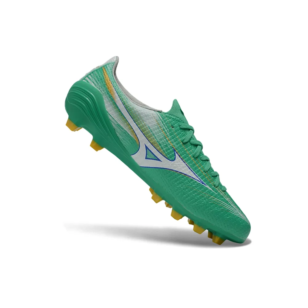 Chuteira Campo Mizuno Alpha III FG Verde e Dourado