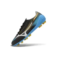 Chuteira Campo Mizuno Alpha III FG Preto, Azul e Dourado - imagem 4