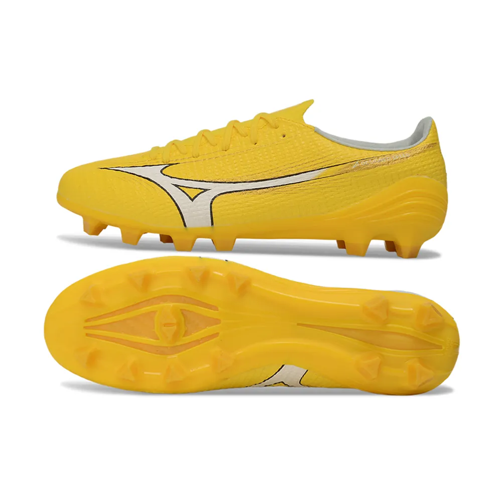 Chuteira Campo Mizuno Alpha III FG Amarelo e Branco