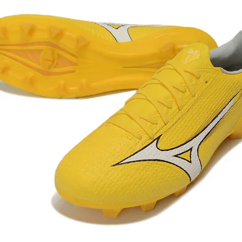 Chuteira Campo Mizuno Alpha III FG Amarelo e Branco