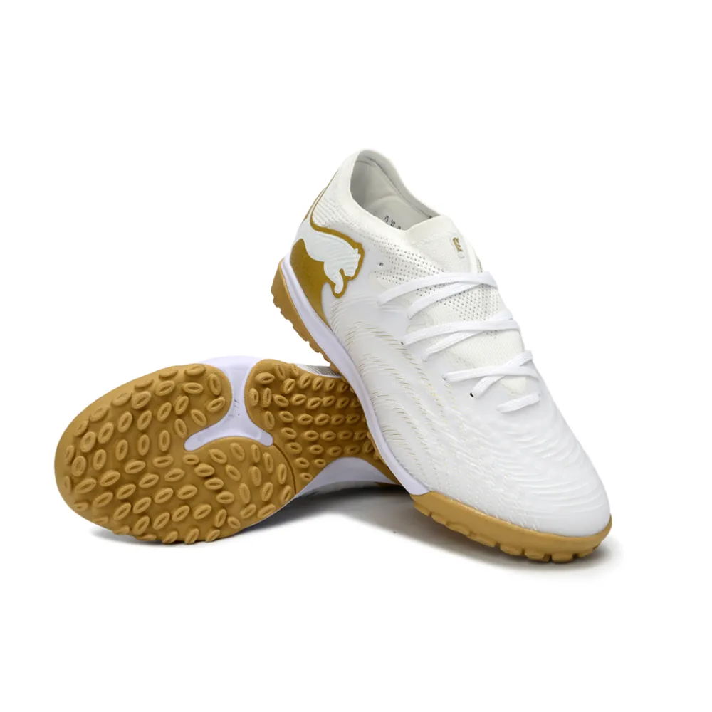 Chuteira Society Puma Future 9 TF Branco, Dourado e Preto