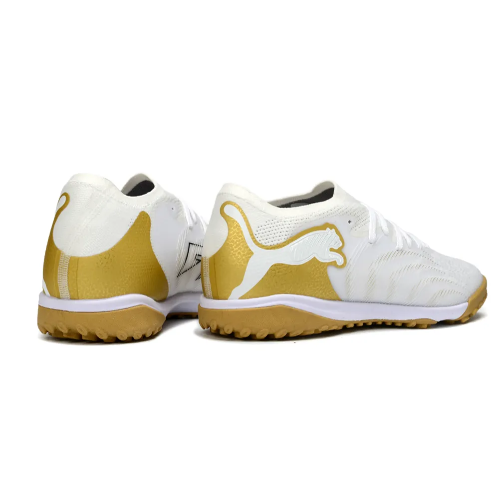 Chuteira Society Puma Future 9 TF Branco, Dourado e Preto