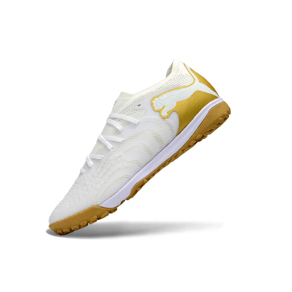 Chuteira Society Puma Future 9 TF Branco, Dourado e Preto