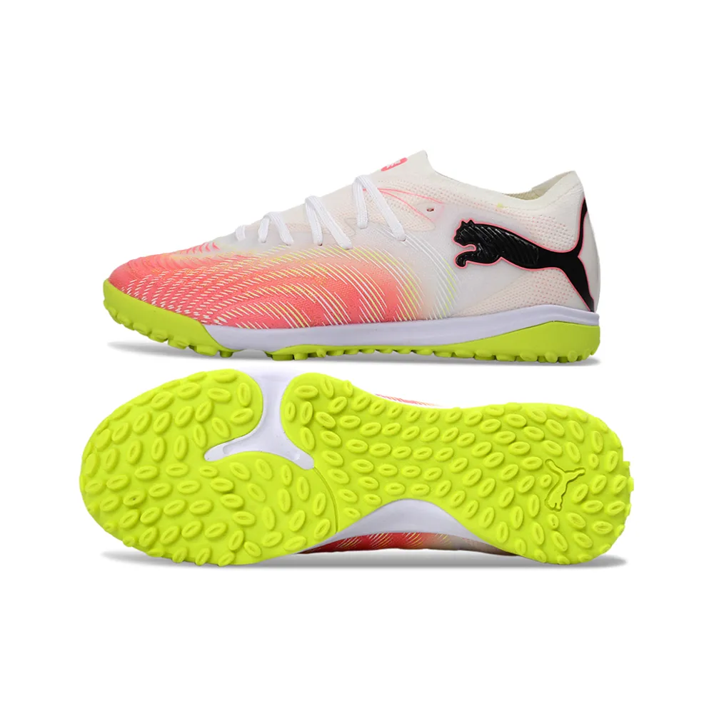 Chuteira Society Puma Future 9 TF Branco, Rosa e Verde