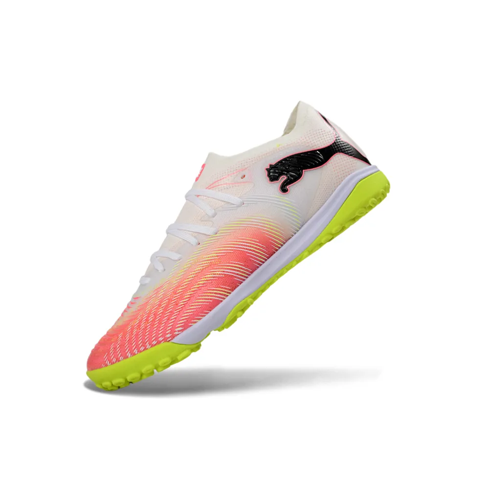 Chuteira Society Puma Future 9 TF Branco, Rosa e Verde