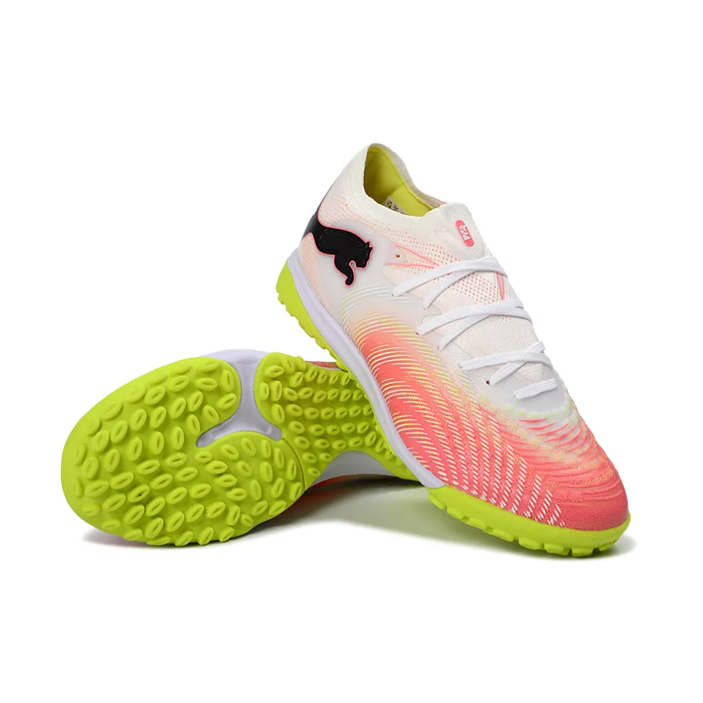 Chuteira Society Puma Future 9 TF Branco, Rosa e Verde