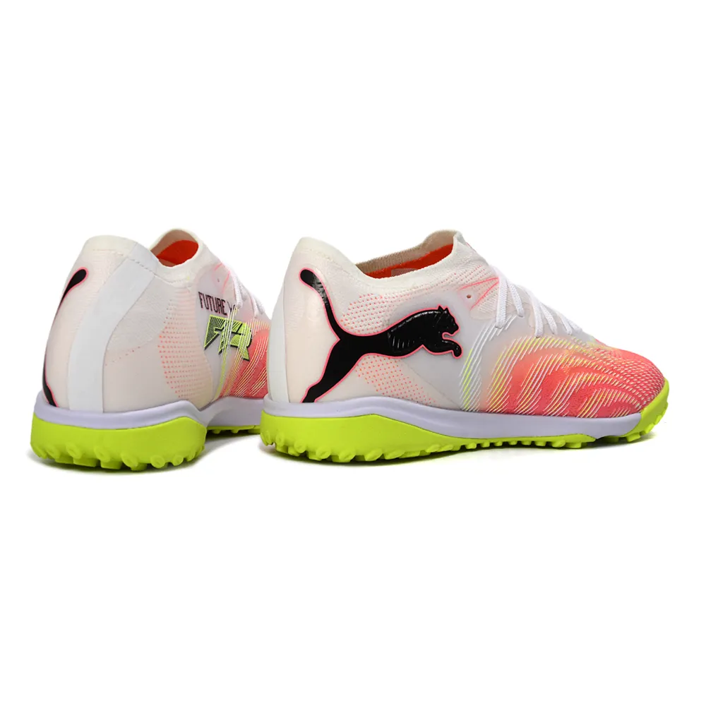 Chuteira Society Puma Future 9 TF Branco, Rosa e Verde