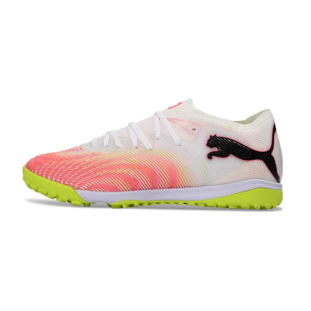 Chuteira Society Puma Future 9 TF Branco, Rosa e Verde