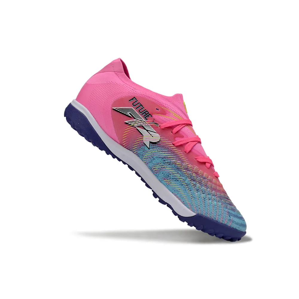 Chuteira Society Puma Future 9 TF Rosa e Azul - Showtime Pack