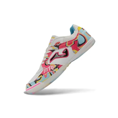 Chuteira Futsal Joma Top Flex Rebound IC Branco, Rosa e Azul