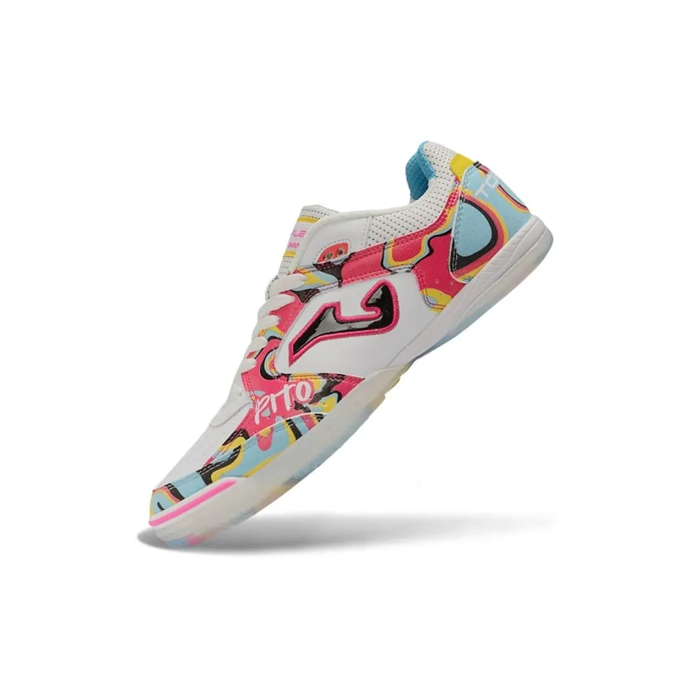 Chuteira Futsal Joma Top Flex Rebound IC Branco, Rosa e Azul