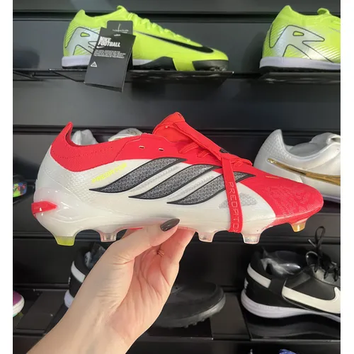 Chuteira Campo Adidas Predator Tongue 26 Elite FG Vermelho, Branco e Preto - Pronta Entrega