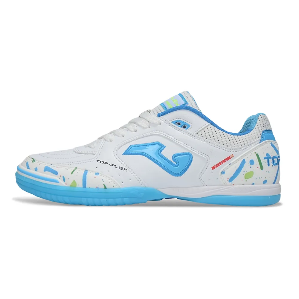 Chuteira Futsal Joma Top Flex Rebound IC Branco, Azul e Verde