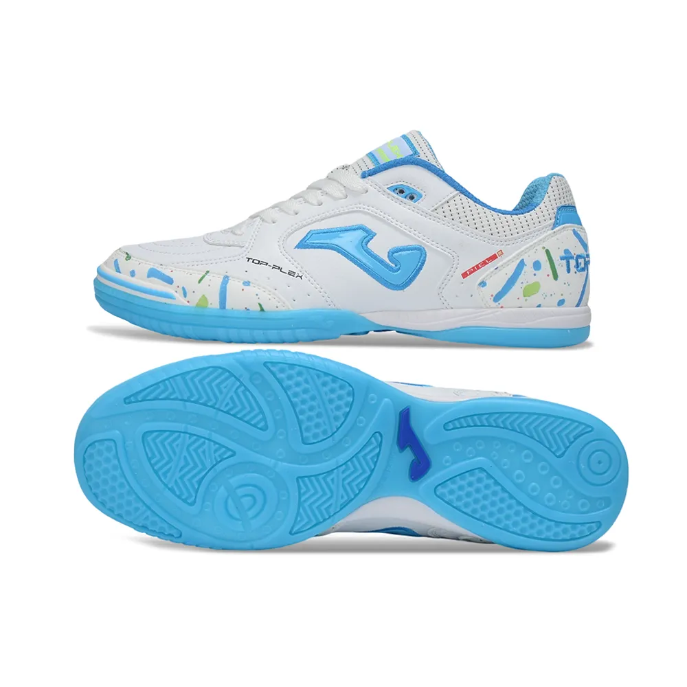 Chuteira Futsal Joma Top Flex Rebound IC Branco, Azul e Verde