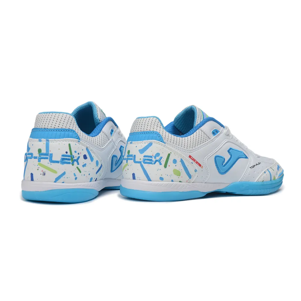 Chuteira Futsal Joma Top Flex Rebound IC Branco, Azul e Verde