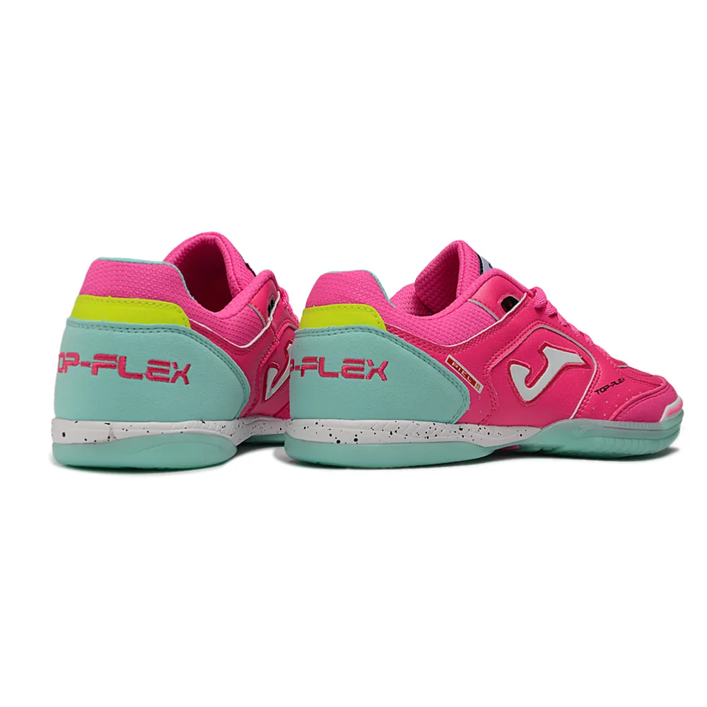 Chuteira Futsal Joma Top Flex Rebound IC Rosa e Verde Água