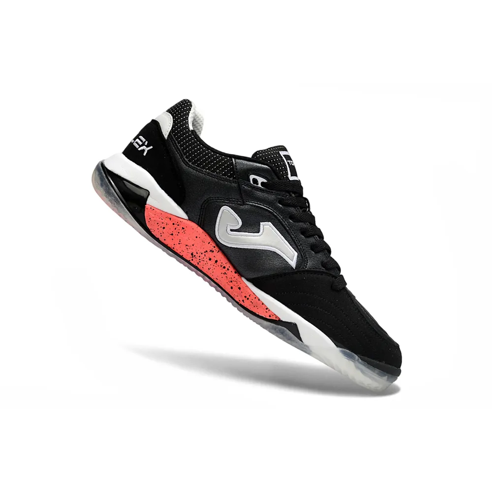 Chuteira Futsal Joma Top Flex Plus Rebound IC Preto, Branco e Vermelho