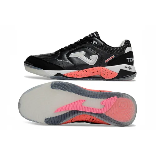 Chuteira Futsal Joma Top Flex Plus Rebound IC Preto, Branco e Vermelho