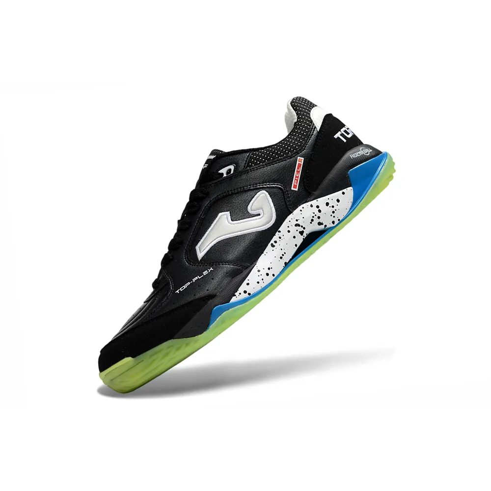 Chuteira Futsal Joma Top Flex Plus Rebound IC Preto, Verde e Azul