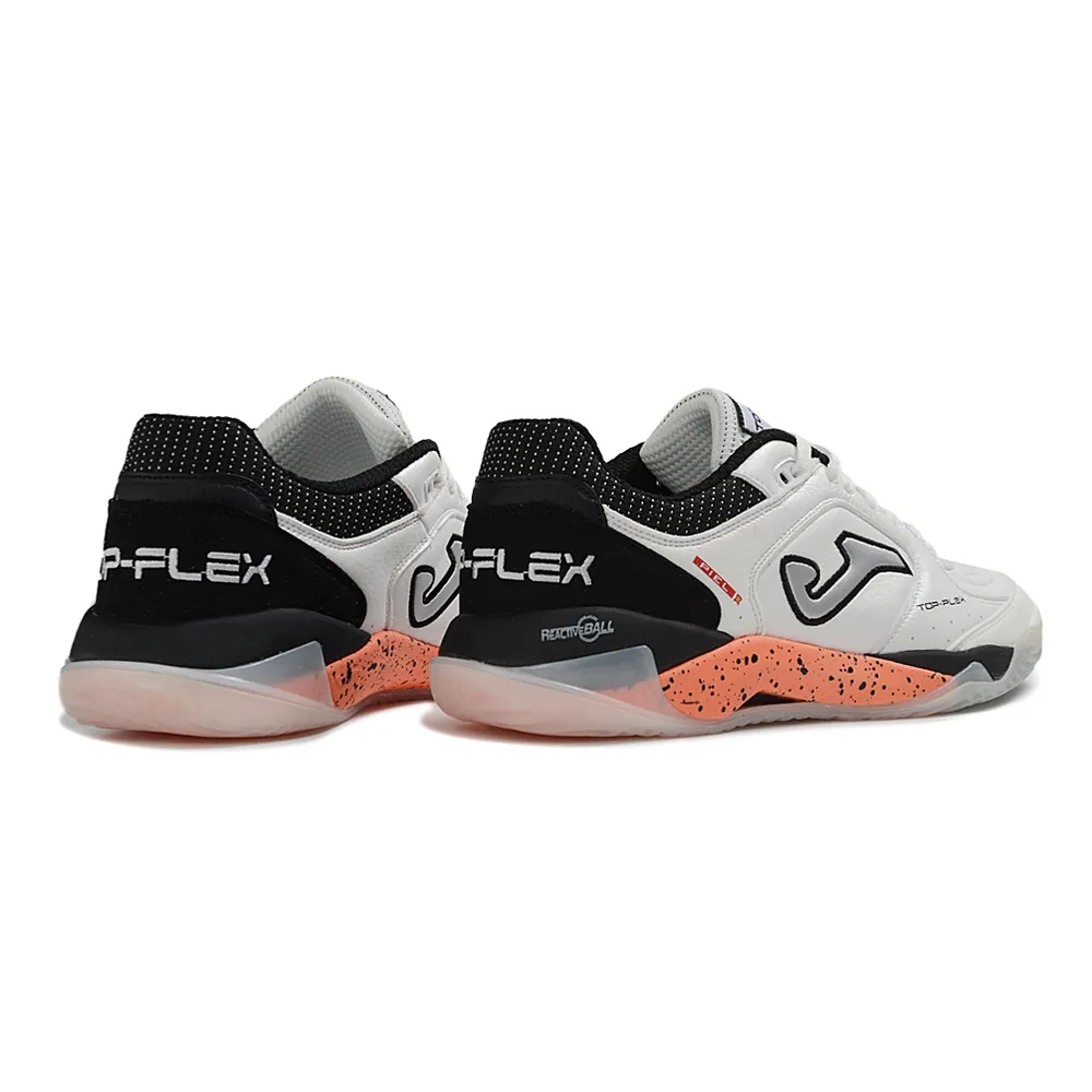 Chuteira Futsal Joma Top Flex Plus Rebound IC Branco, Preto e Laranja