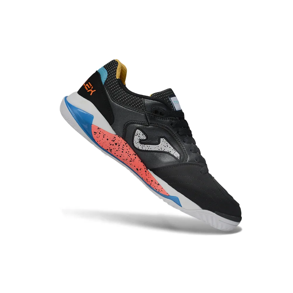 Chuteira Futsal Joma Top Flex Plus Rebound IC Preto, Azul e Laranja