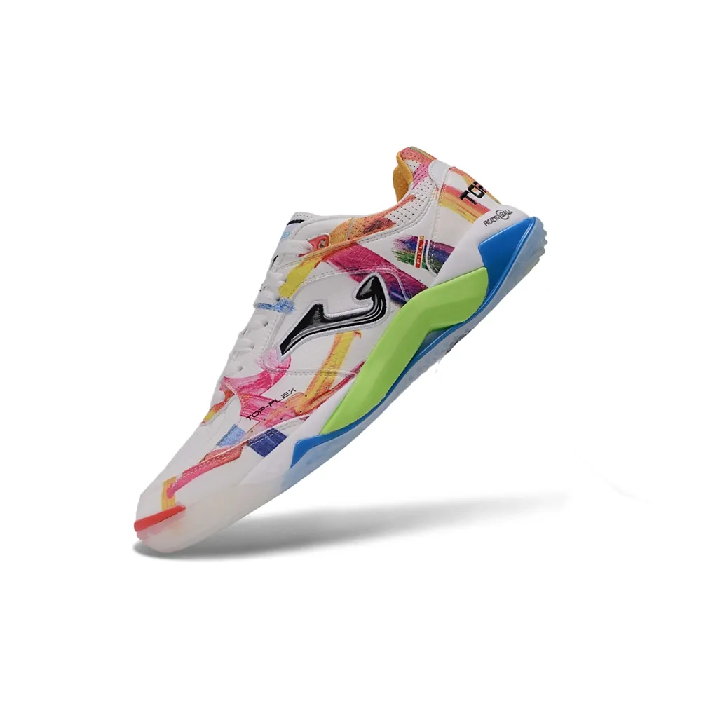 Chuteira Futsal Joma Top Flex Plus Rebound IC Branco e Colorida