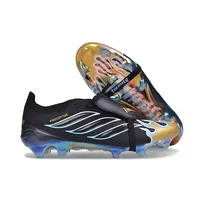 Chuteira Campo Adidas Predator Tongue 26 Elite FG Preto, Azul e Dourado - imagem 3