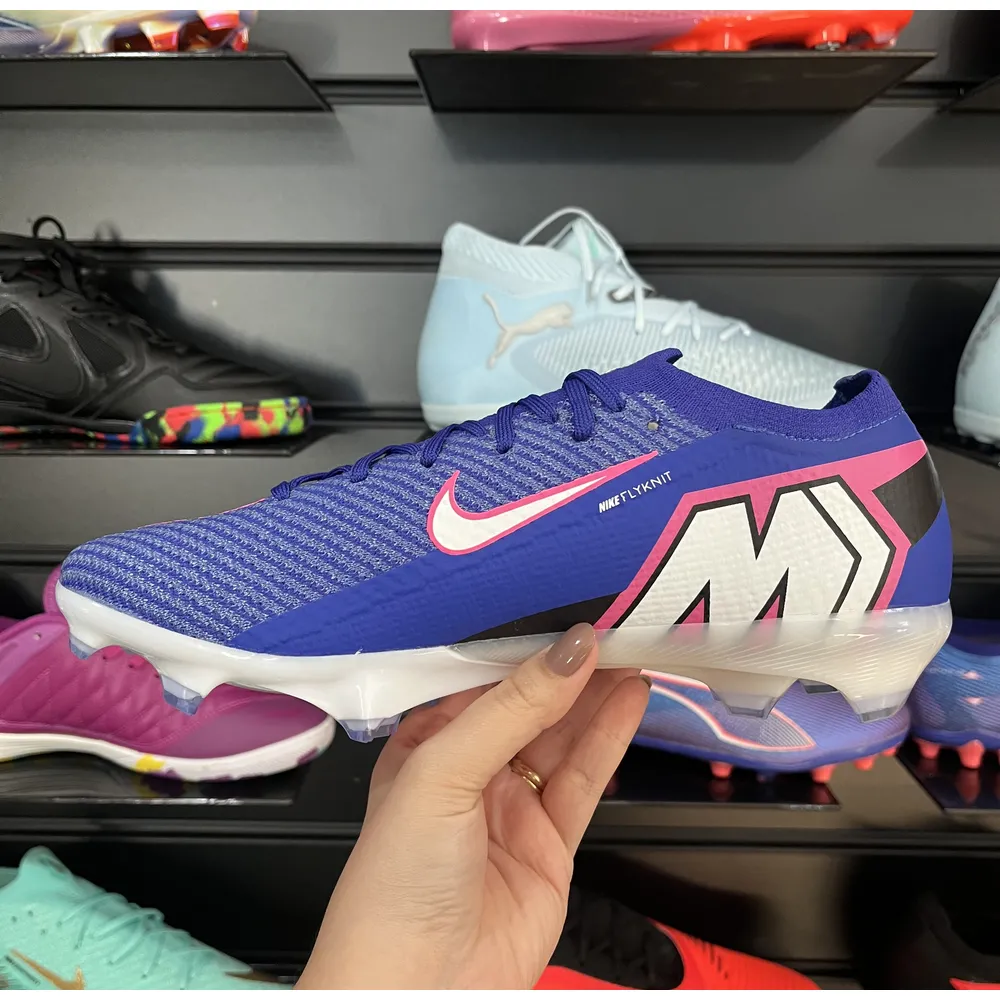 Chuteira Campo Nike Air Zoom Mercurial Vapor 16 Elite FG Azul, Branco e Rosa - Pronta Entrega