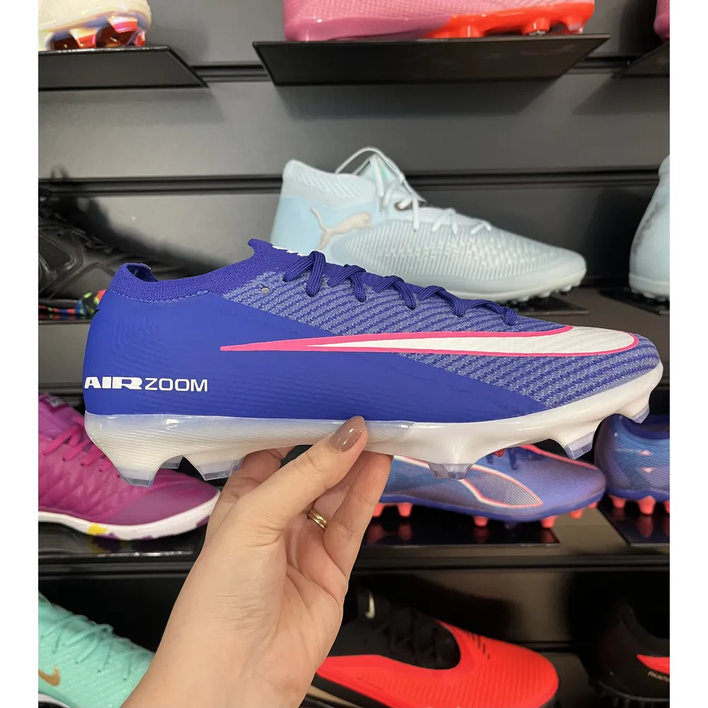 Chuteira Campo Nike Air Zoom Mercurial Vapor 16 Elite FG Azul, Branco e Rosa - Pronta Entrega