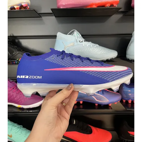 Chuteira Campo Nike Air Zoom Mercurial Vapor 16 Elite FG Azul, Branco e Rosa - Pronta Entrega