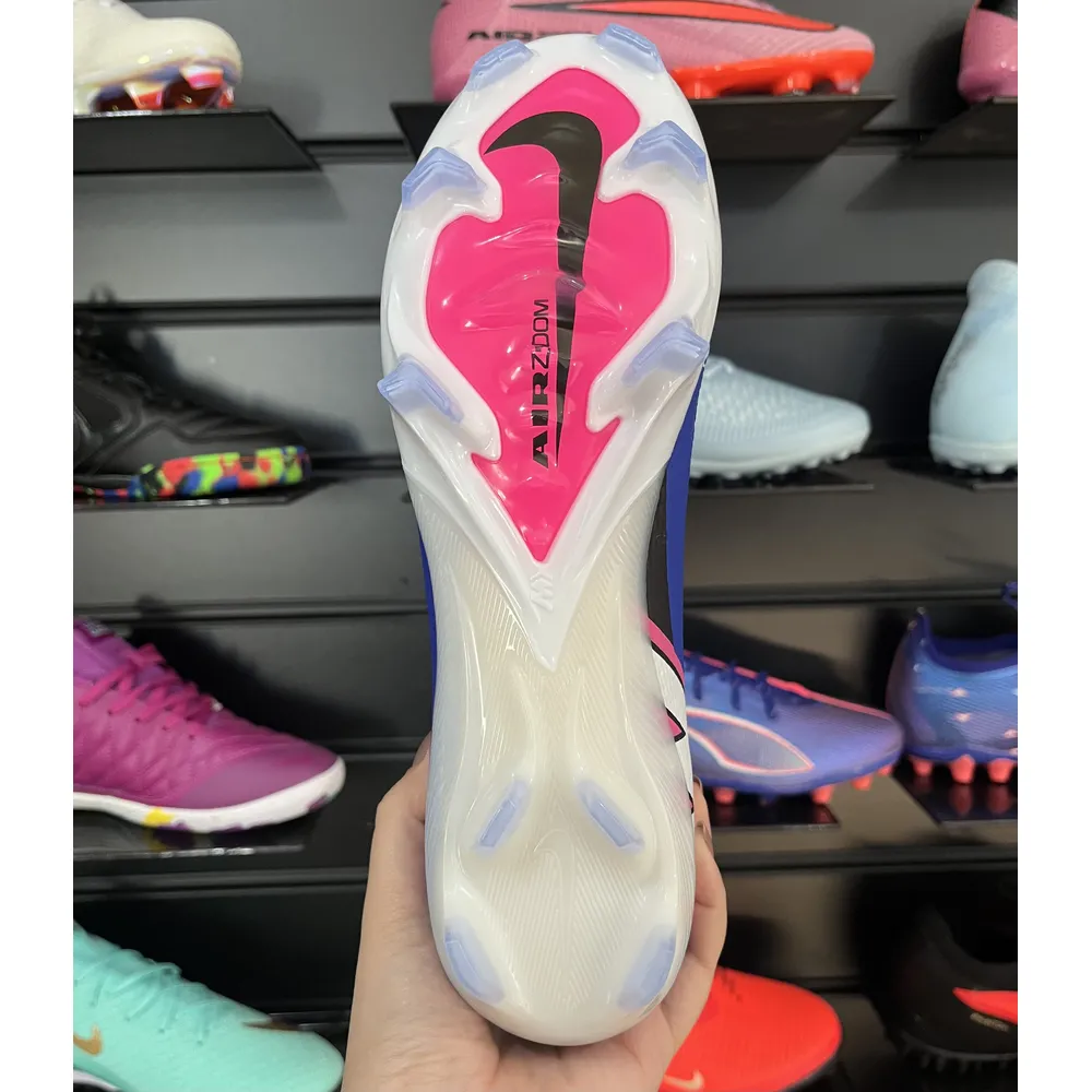 Chuteira Campo Nike Air Zoom Mercurial Vapor 16 Elite FG Azul, Branco e Rosa - Pronta Entrega