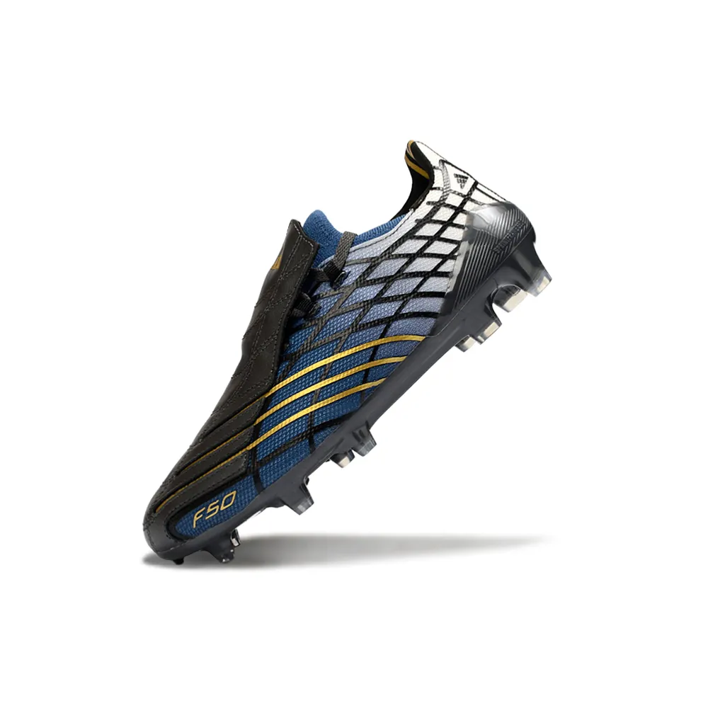 Chuteira Campo Adidas F50 Spider Remake Preto, Azul, Dourado e Branco