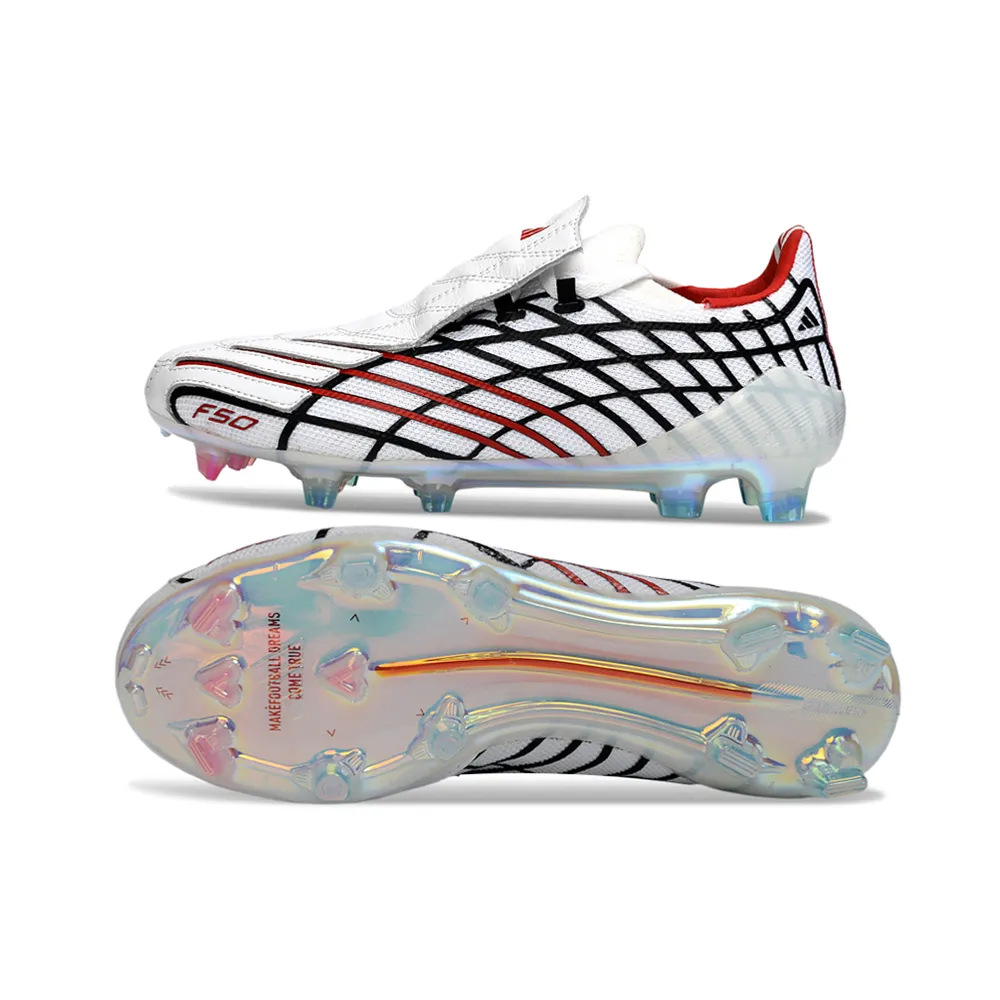 Chuteira Campo Adidas F50 Spider Remake Branco, Preto e Vermelho